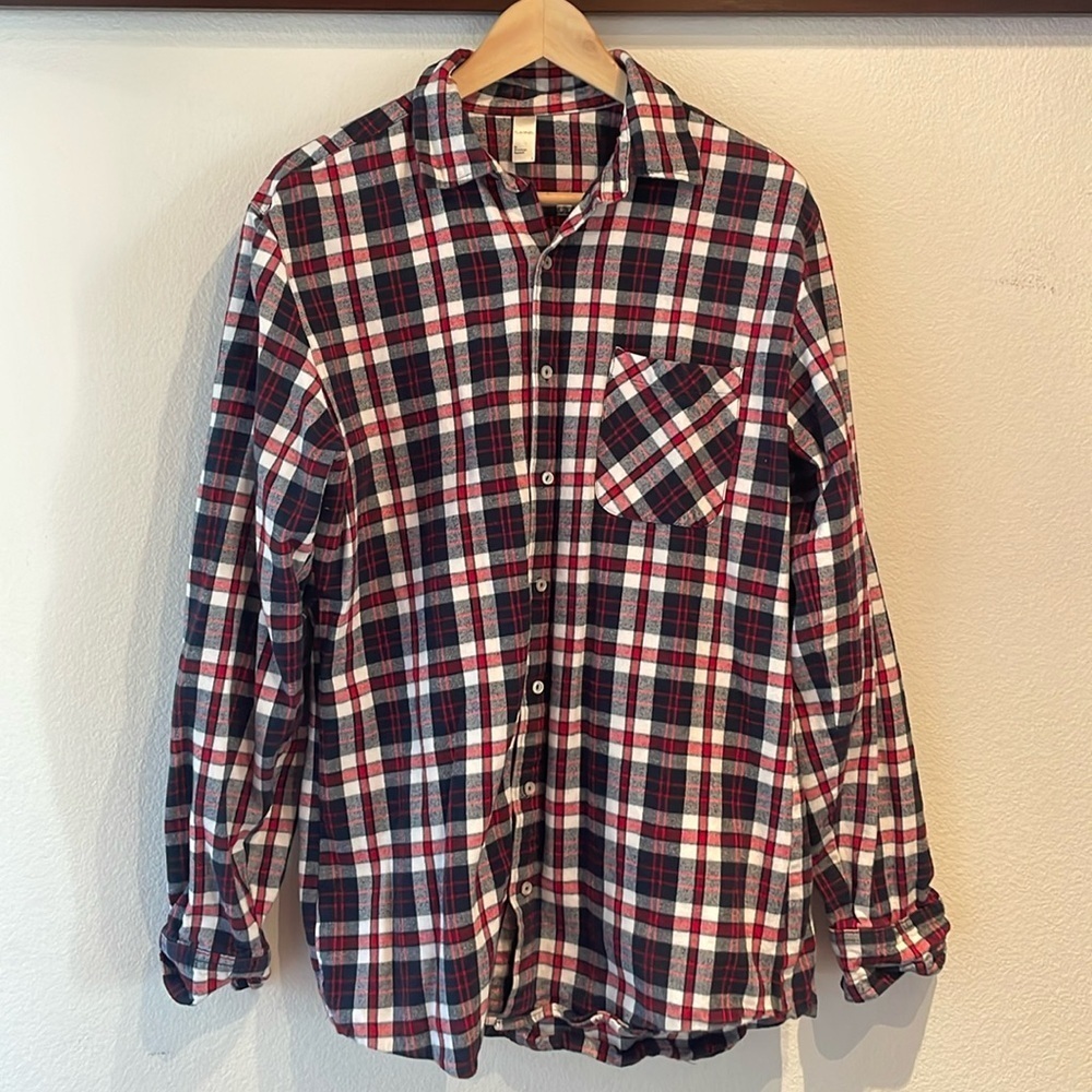 American Apparel MidWeight Flannel Button Down Shirt, Size L